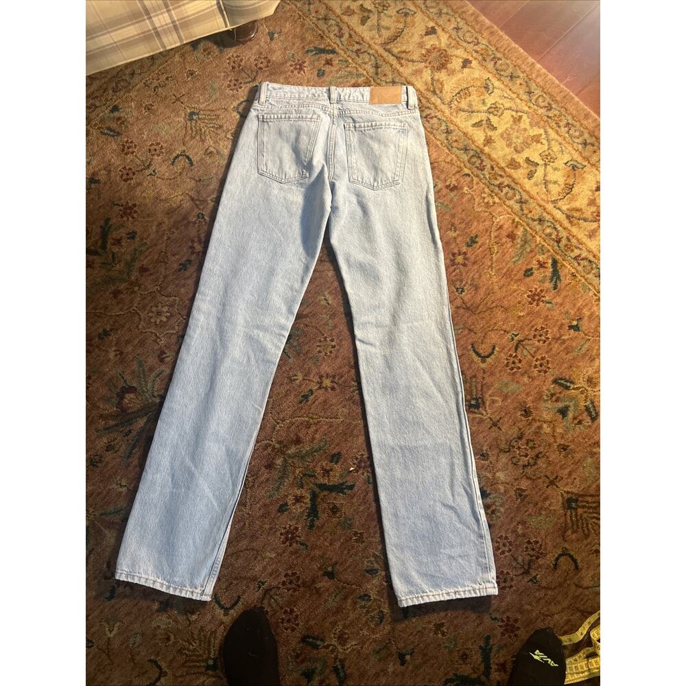 Zara Light Wash Straight Leg Cotton High Rise Jeans Y2K Streetwear Mom Sz 0 - Picture 11 of 13